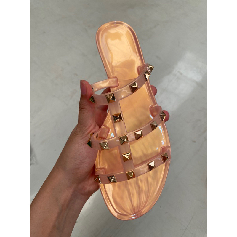 Jual Sandal Wanita Jelly Stud Rockstud Tiga Tali Jelly Shopee