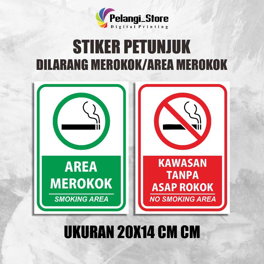 Jual Stiker Peringatan Sticker Penunjuk DILARANG MEROKOK - SMOKING AREA ...