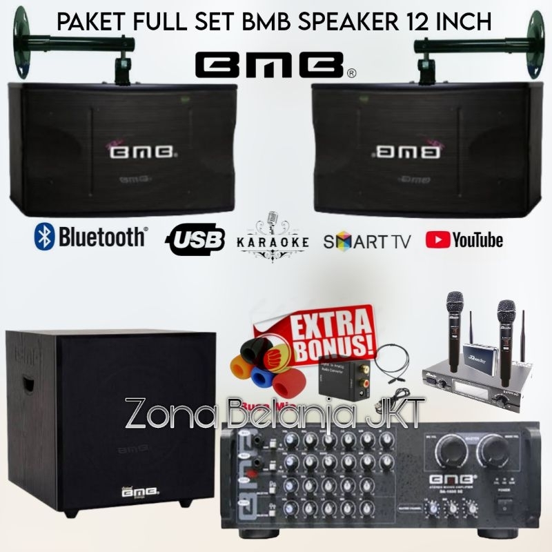 Jual PAKET SOUND SYSTEM KARAOKE SET FULL BMB 12 INCH + SUBWOOFER MURAH