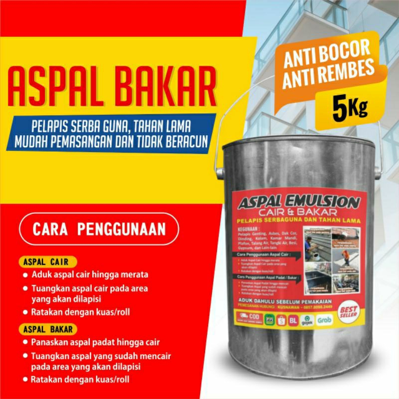 Jual Aspal Bakar 5 Kg Asphalt Emulsion Aspal Waterproofing Pelapis Anti Rembes Anti Bocor 3949