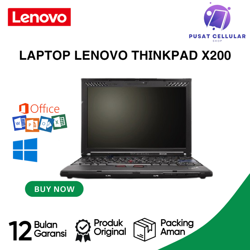 Jual LAPTOP LENOVO THINKPAD X200 INTEL CORE 2 DUO // WIN 10 // FREE TAS ...
