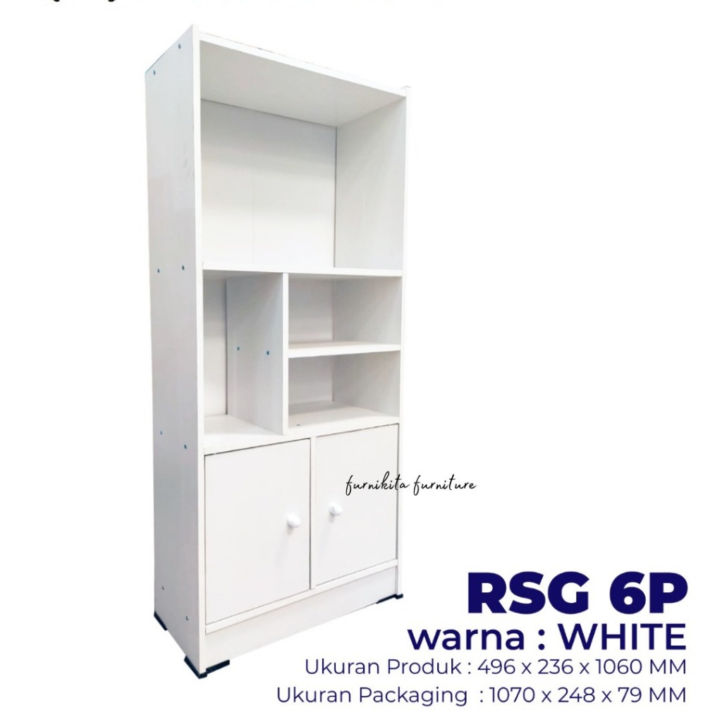 LEMARI RAK BUKU SERBAGUNA RSG 5 PINTU KAYU