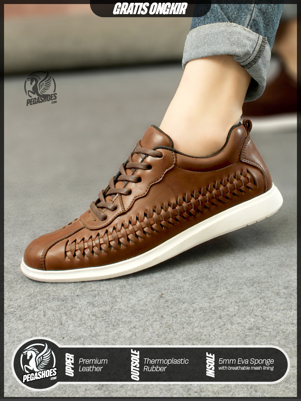 Jual PGS x PROSCA - Sneakers Kulit Pria Kasual Kantoran Undangan ...