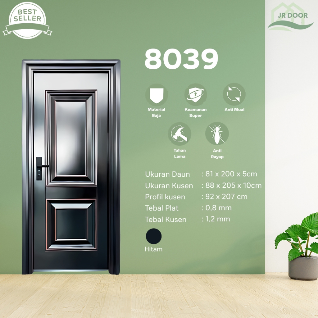 Jual Jr Door Luxury Single 8039 Full Set Komplit Pintu Utama Baja Single Warna Coklat Pintu 