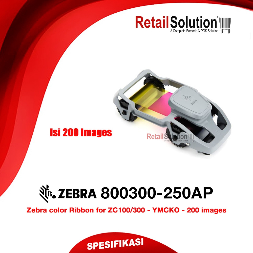 Jual Ribbon Zebra ZC100 ZC300 YMCKO 200 Images Original - 800300-250