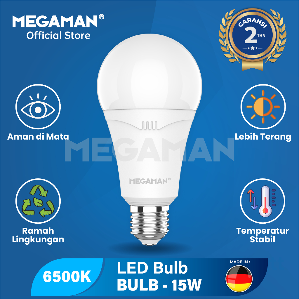 Jual Lampu Bohlam LED MEGAMAN YTA70Z1 15W 6500K (Cahaya Putih) | Shopee ...