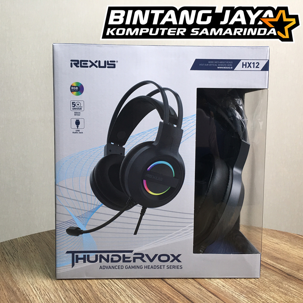 Jual Gaming Headset Rexus Thundervox HX12 50mm USB RGB - Black & White ...