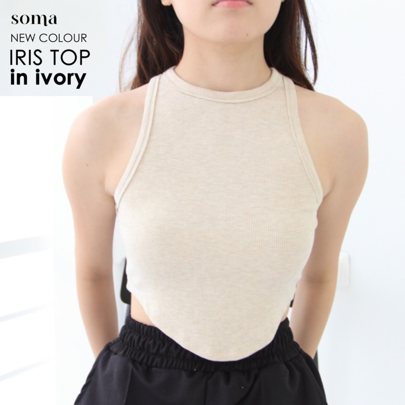 Jual IRIS TOP | Ribbed Knit Racer Tank Tanktop Crop Summer Stretch Rib ...