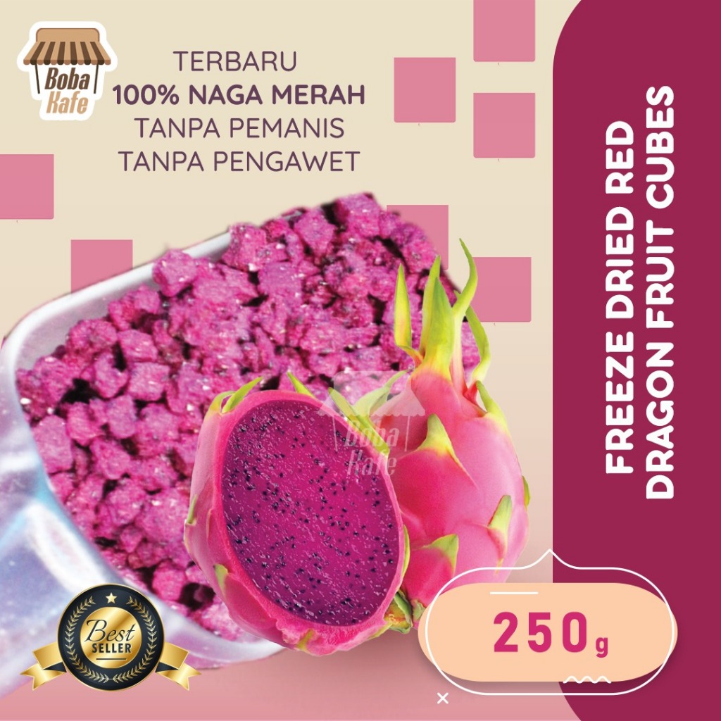 Jual FREEZE DRIED RED DRAGON FRUIT DICE 250gr Buah Naga Merah Kering