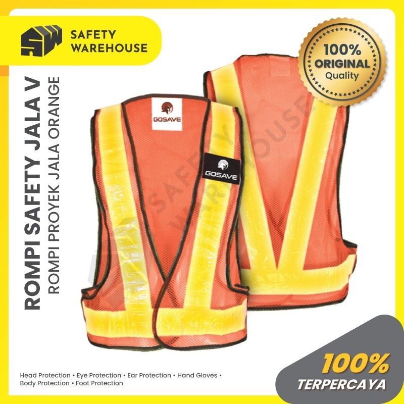 Jual Rompi Safety Proyek Orange / Safety Vest Jala V Scotlight Gosave ...