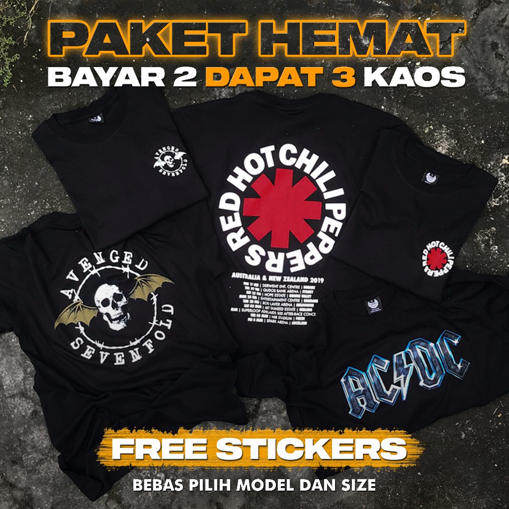 Jual Paket Kaos Musik Kaos Band (BEBAS PILIH 3 KAOS) // SABLON ...