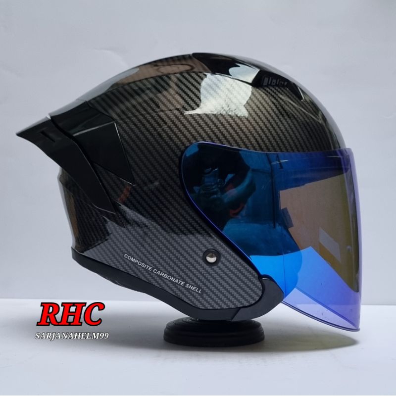 Jual helm giftsargon carbon helm half face dewasa pria wanita kekinian