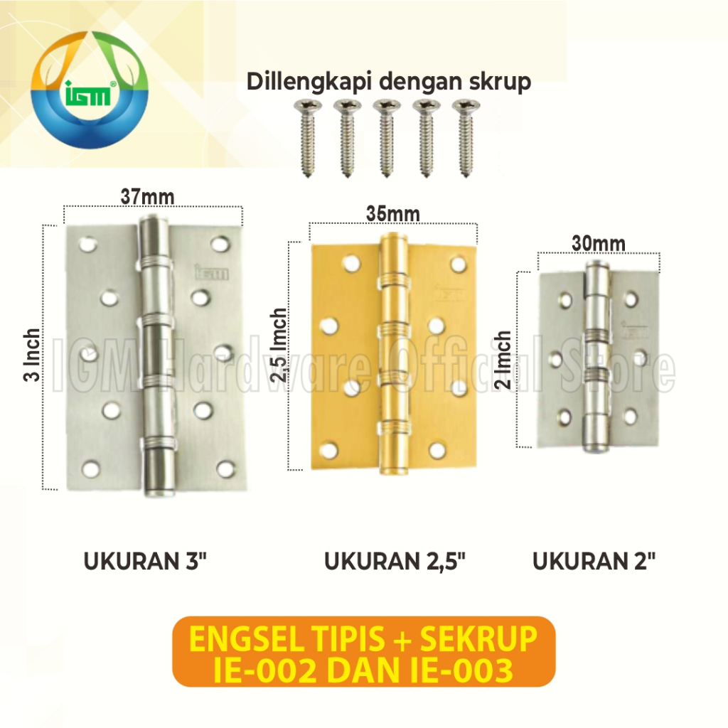 Jual Engsel Tipis IGM Engsel Pintu Engsel Jendela + Skrup 2