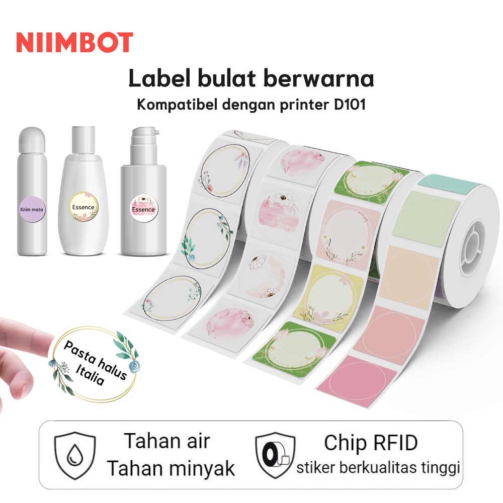 Jual NIIIMBOT D101 Printer Label Termal Bulat Warna-warni Tahan Air ...