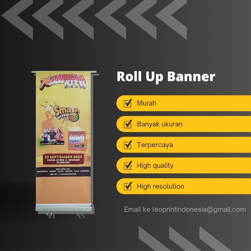 Jual Jasa Print Cetak Roll Up Banner Luster Albatross Dengan Rangka Murah High Res