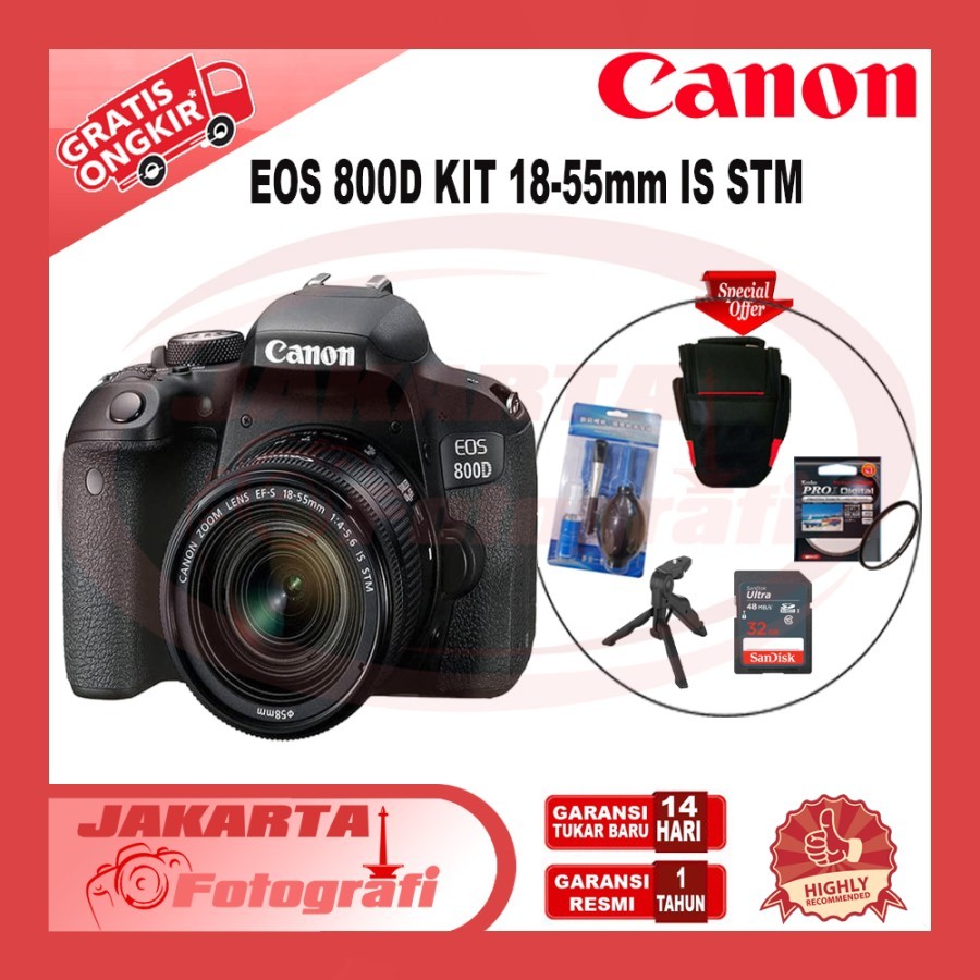 Jual CANON EOS 800D KIT 18-55MM IS STM PAKET LENGKAP | Shopee Indonesia