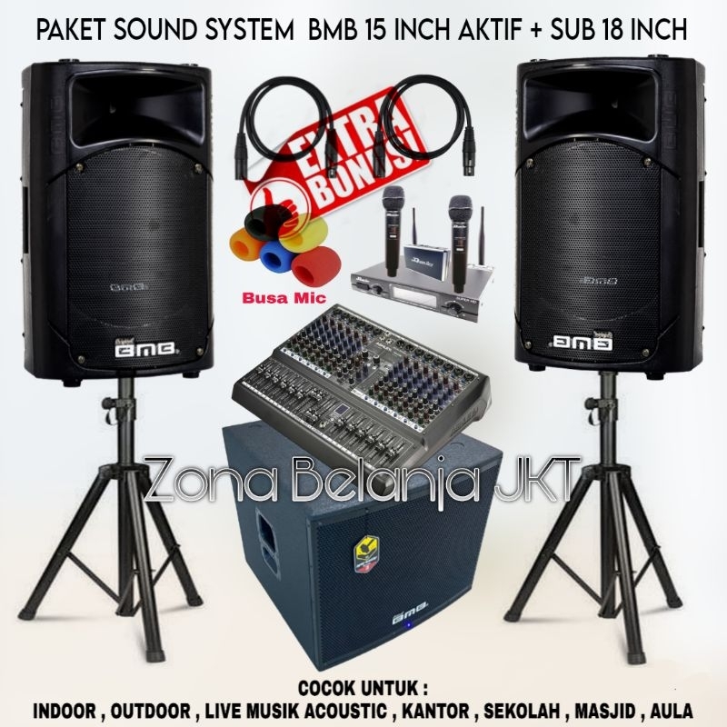 Jual PAKET SOUND SYSTEM INDOOR OUTDOOR LIVE MUSIK KARAOKE SPEAKER BMB