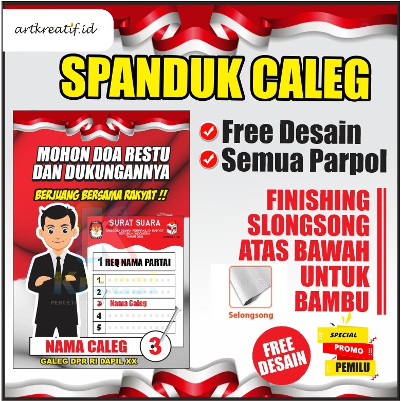 Jual SPANDUK CALEG / BANNER CALEG MURAH FREE DESAIN | Shopee Indonesia