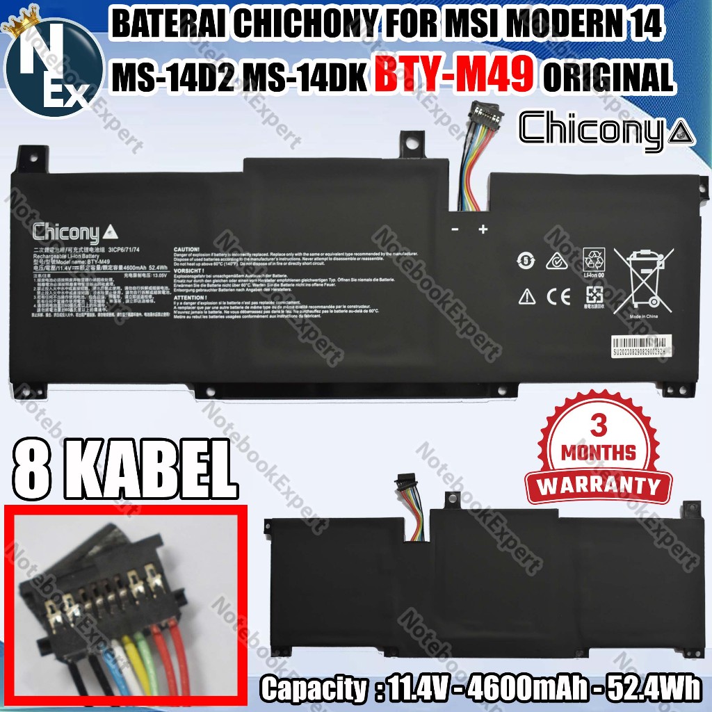 Jual Baterai Chichony For Msi Modern 14 Ms 14d2 Ms 14dk Bty M49