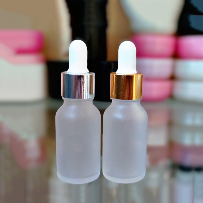 Jual BOTOL PIPET KACA BR 15ML FROSTED RING SILVER / BOTOL KACA FROSTED ...
