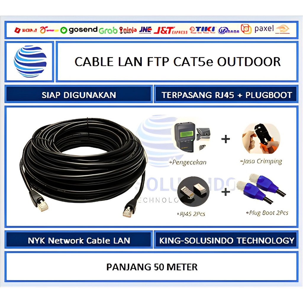 Jual Cable Kabel Lan Outdoor Cat5e 50 Meter Gratis Rj45 Dan Plugboot Kabel Lan Cat 5 E