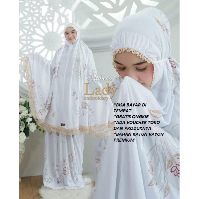 Jual Promo Cod Mukena Dewasa Terbaru Lady Embroidery Mukena Katun