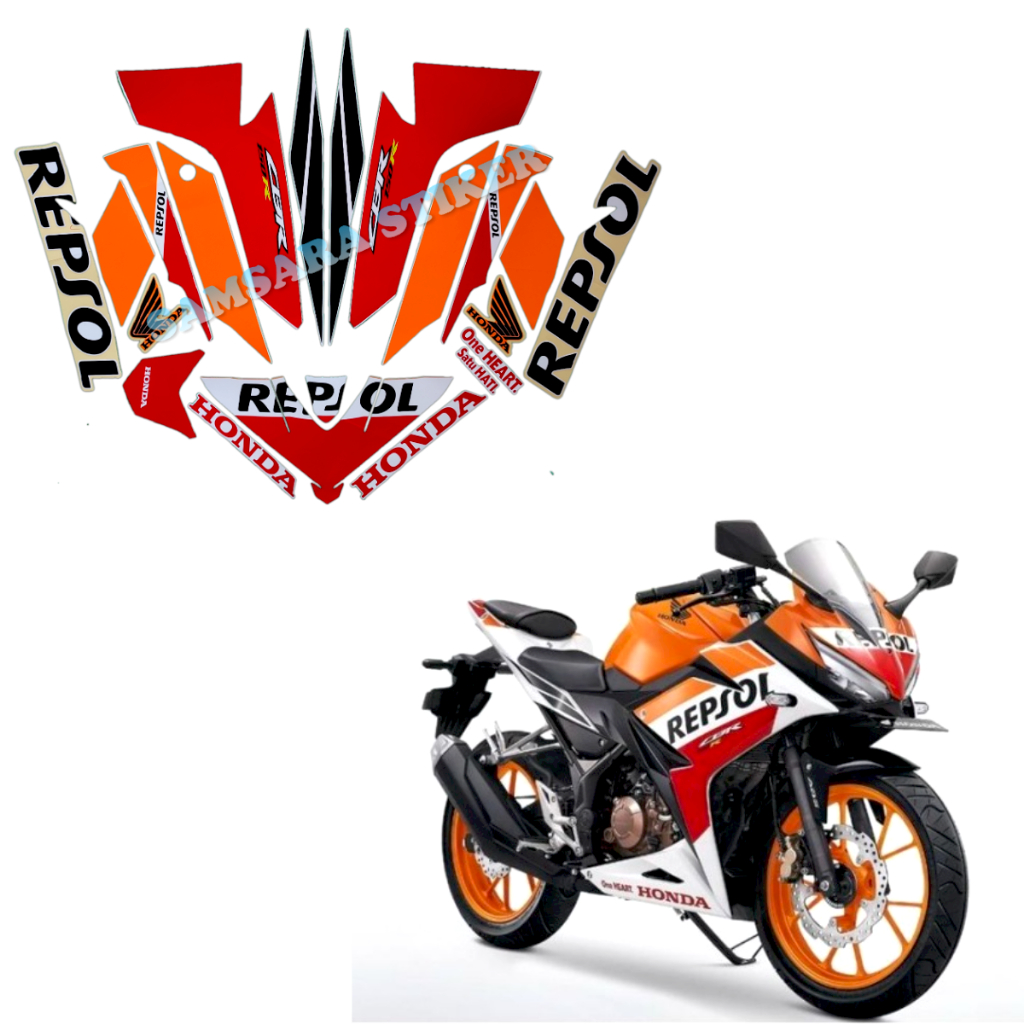 Jual STICKER STRIPING MOTOR HONDA CBR REPSOL 2018 150R PUTIH ORANGE ...