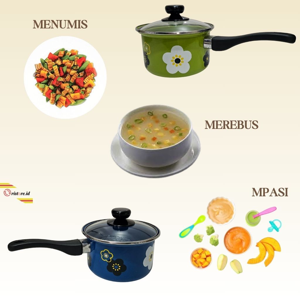 Jual Panci susu enamel 18 cm / Panci motif bunga / sauce pan 18cm ...