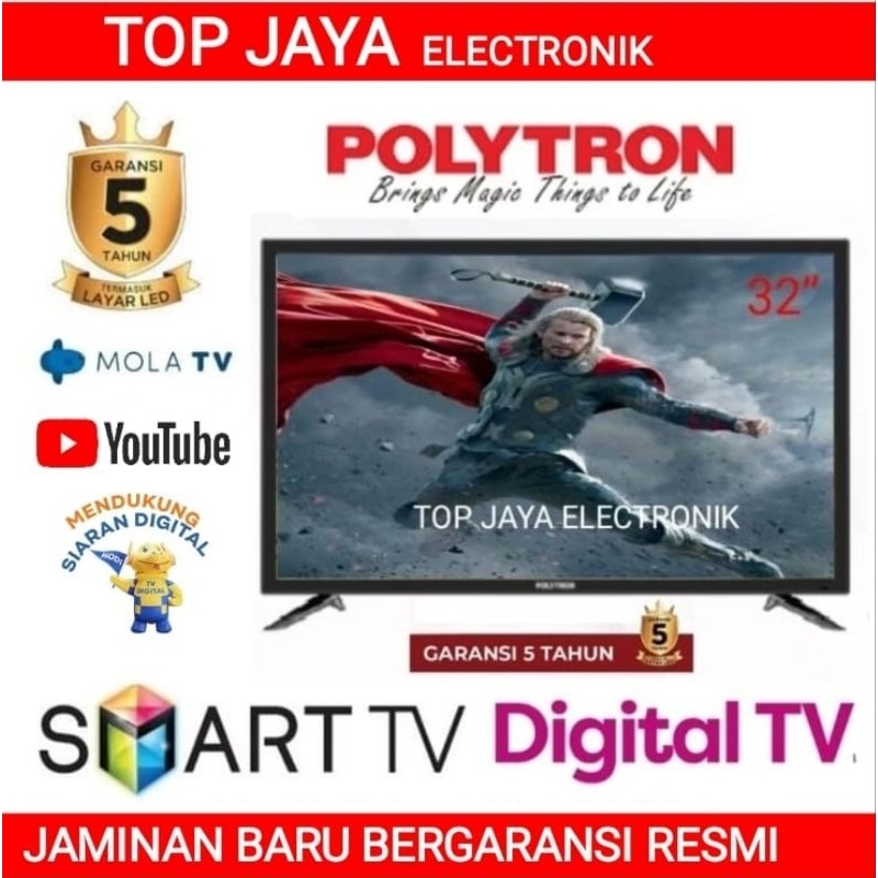 Jual LED TV POLYTRON 32 INCH SMART DIGITAL TV NEW SERIES BERGARANSI