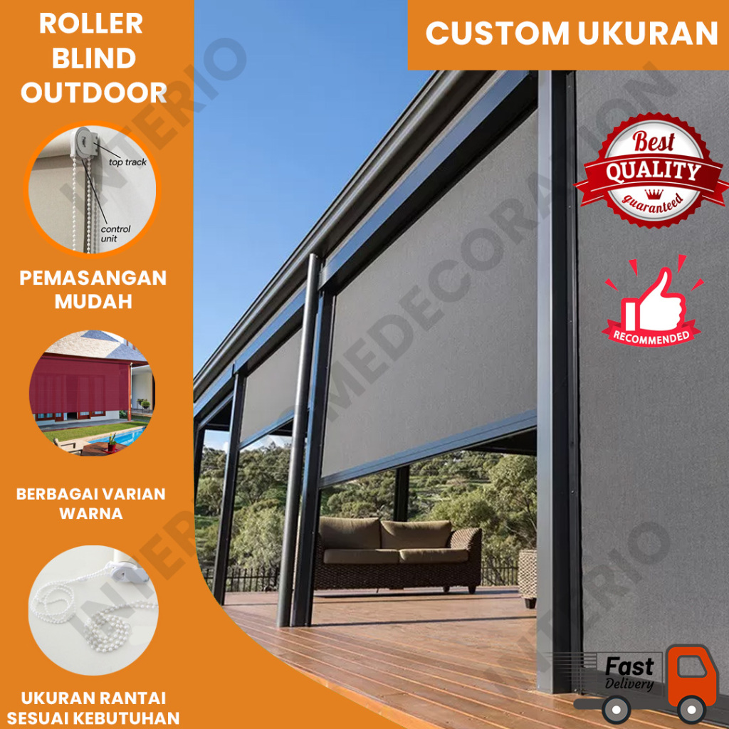 Jual Roller Blind Outdoor SHARP POINT / Tirai Outdoor Tahan Air Hujan ...