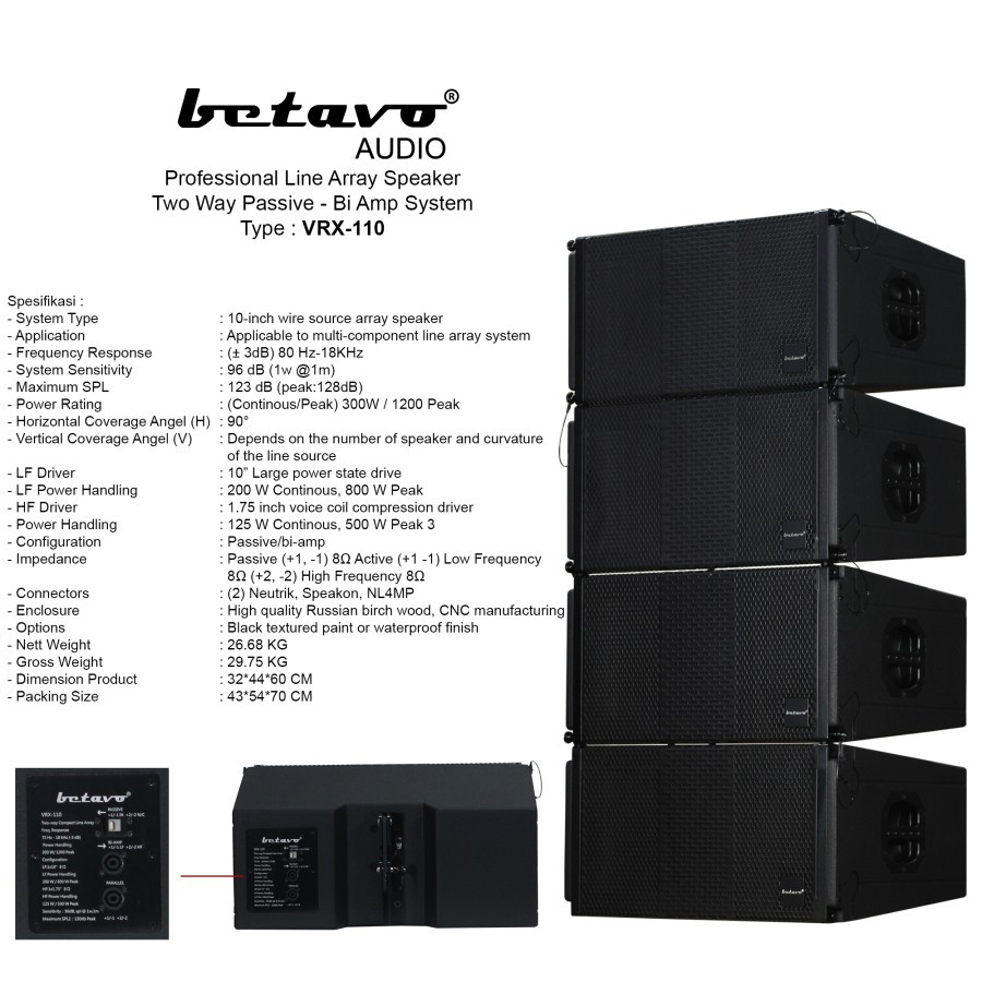 Jual Speaker Pasif Line Array 10 Inch ORIGINAL BETAVO VRX-110 / VRX110 ...