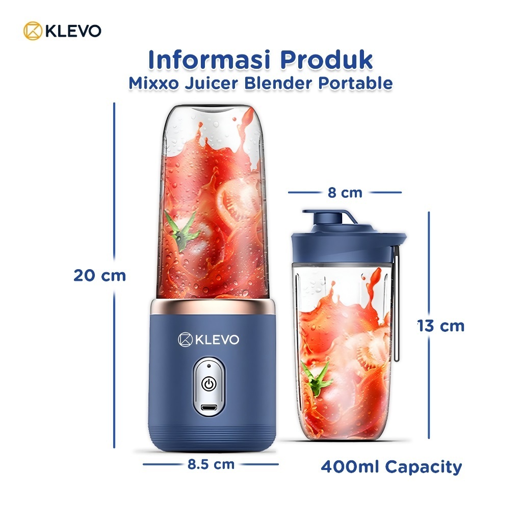 Jual KLEVO MIXXO Blender Juicer Portable 6 Mata Pisau Juice Cup Mini ...