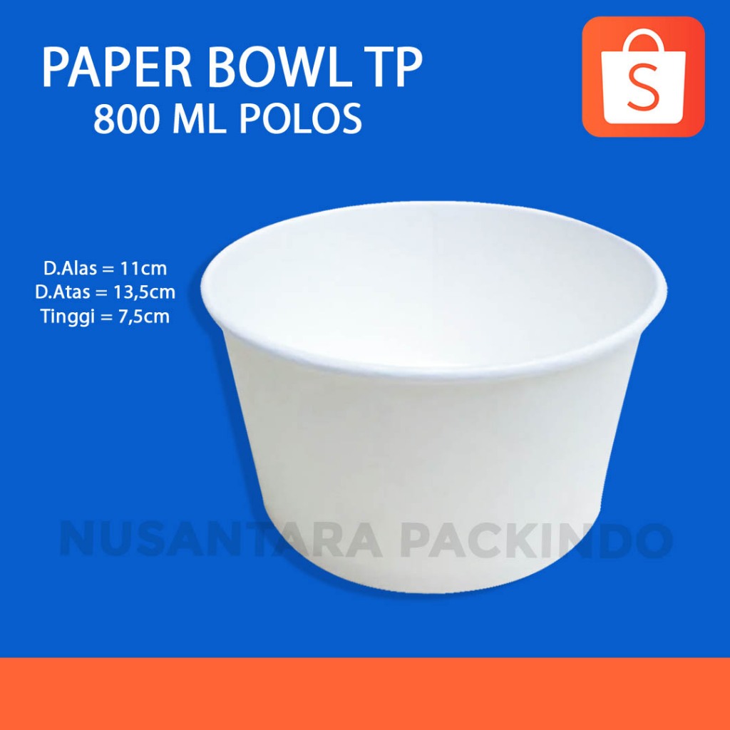 Jual Paper Bowl Tp 800ml Polos Putih (25 Pcs) Tanpa Tutup / Mangkuk ...