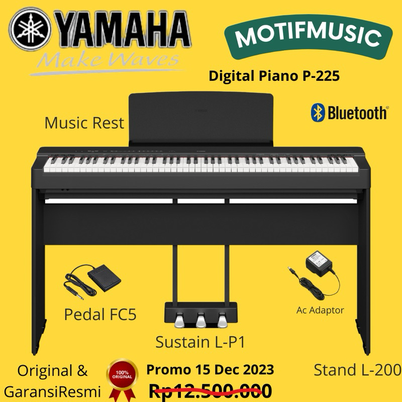 Jual YAMAHA Digital Piano P225 P 225 1 set Stand Kayu L200 LP1 Penerus P125 Shopee Indonesia