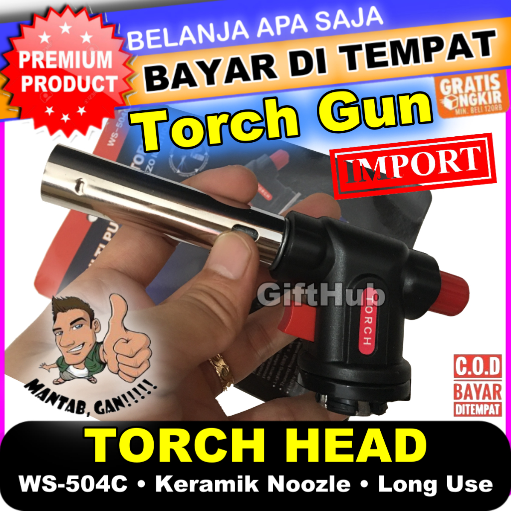 Jual Pemantik Api Mancis Korek Blow Torch Head Flame Gun Piezo Ignition ...