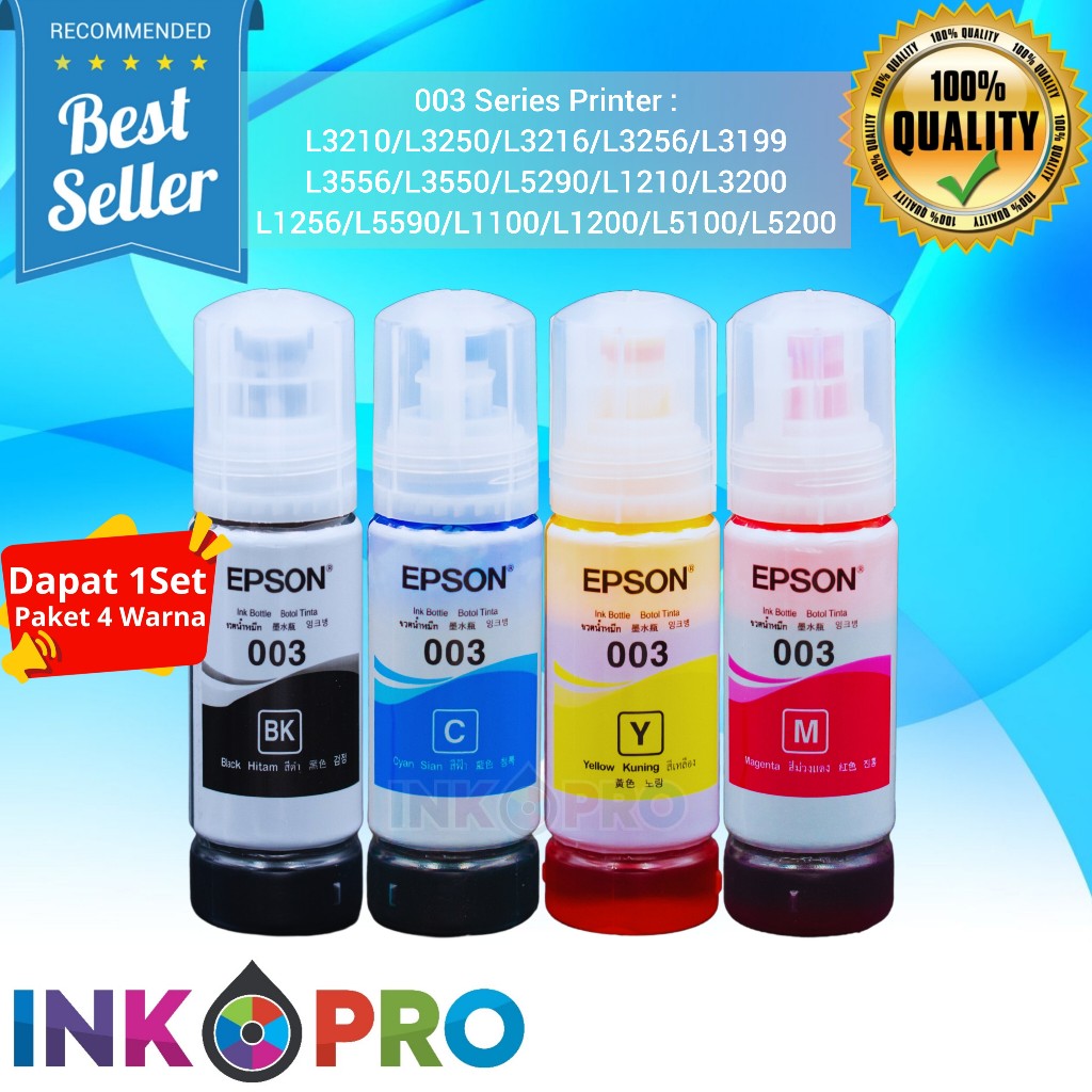 Jual Tinta Epson 003 Premium 1set Untuk Printer Series L3210l3110l3116l3150l3156l5190 8913