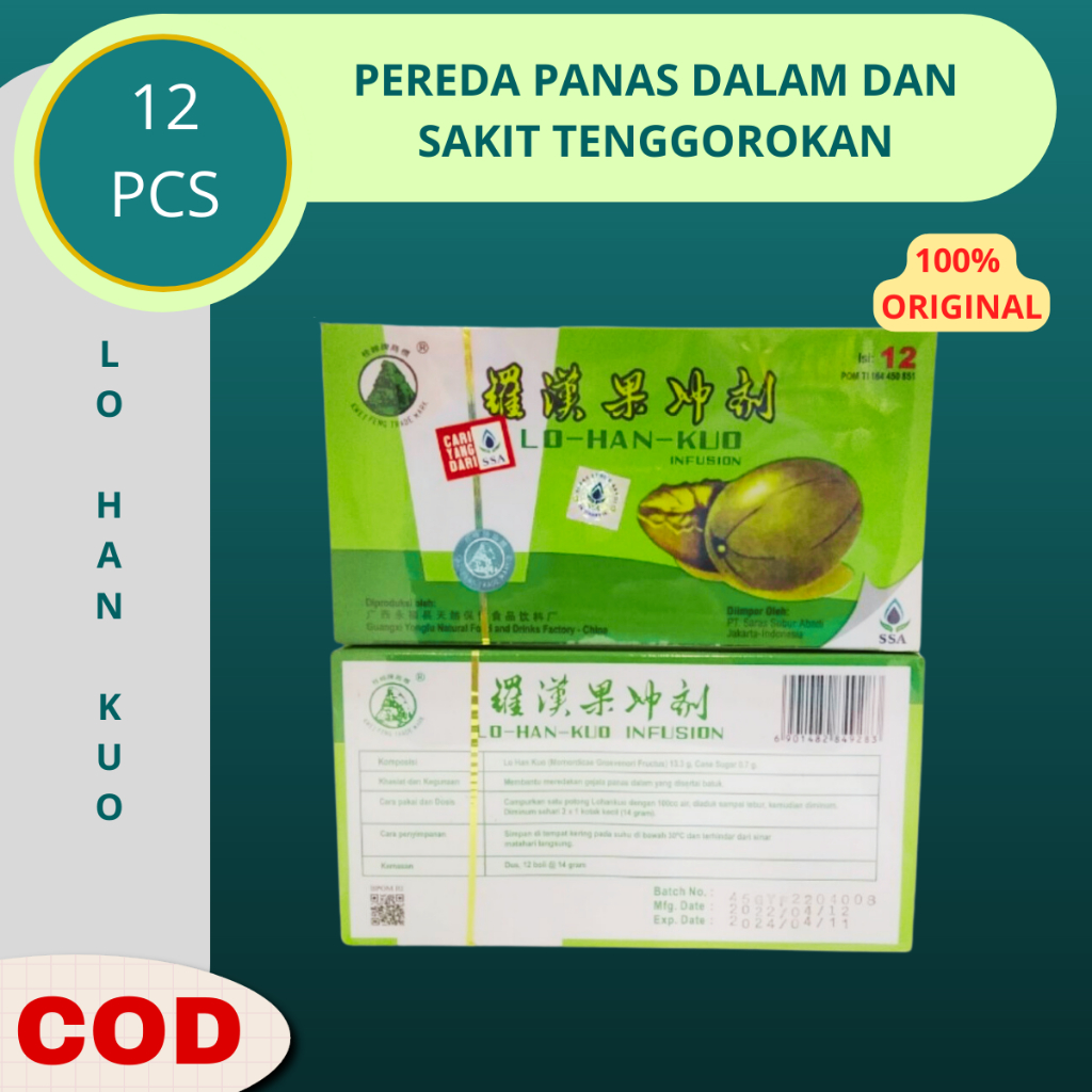 Obat Sakit Tenggorokan Teh Cina Obat Sariawan Panas dalam Lo Han Kuo Asli Herbal 12 Pcs