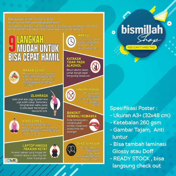 Jual Poster Kesehatan 9 Langkah Cepat Hamil | Shopee Indonesia