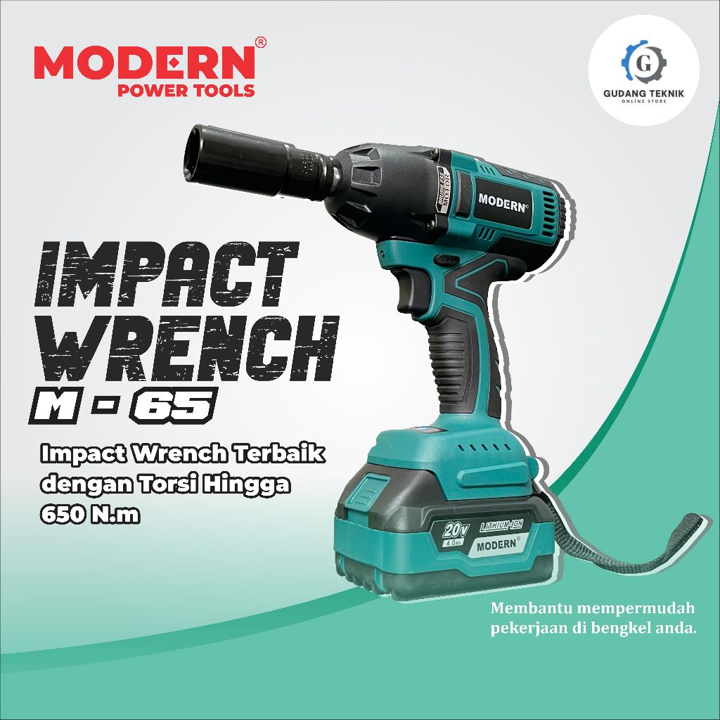 Jual MESIN PEMBUKA BAUT Modern M65 20V BATERAI / Cordless Impact Wrench ...