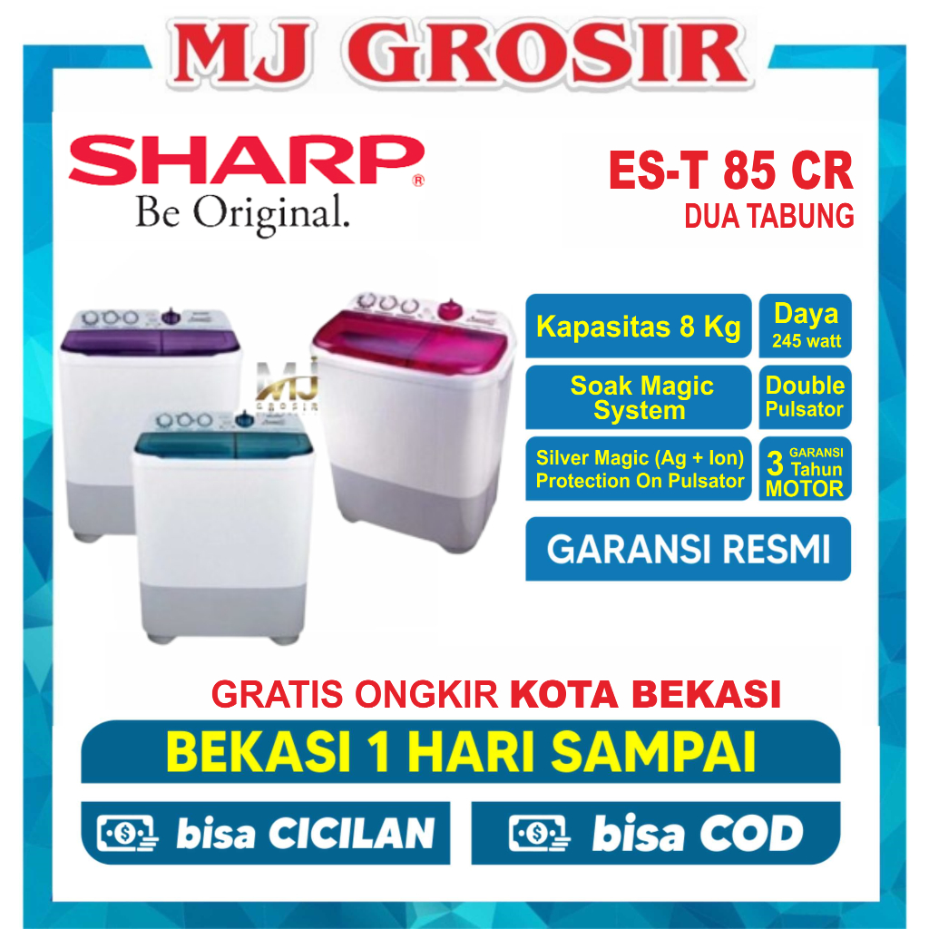 Jual MESIN CUCI SHARP EST 85CR 8 KG 2 TABUNG 85 CR 8KG NEW SUPER ...