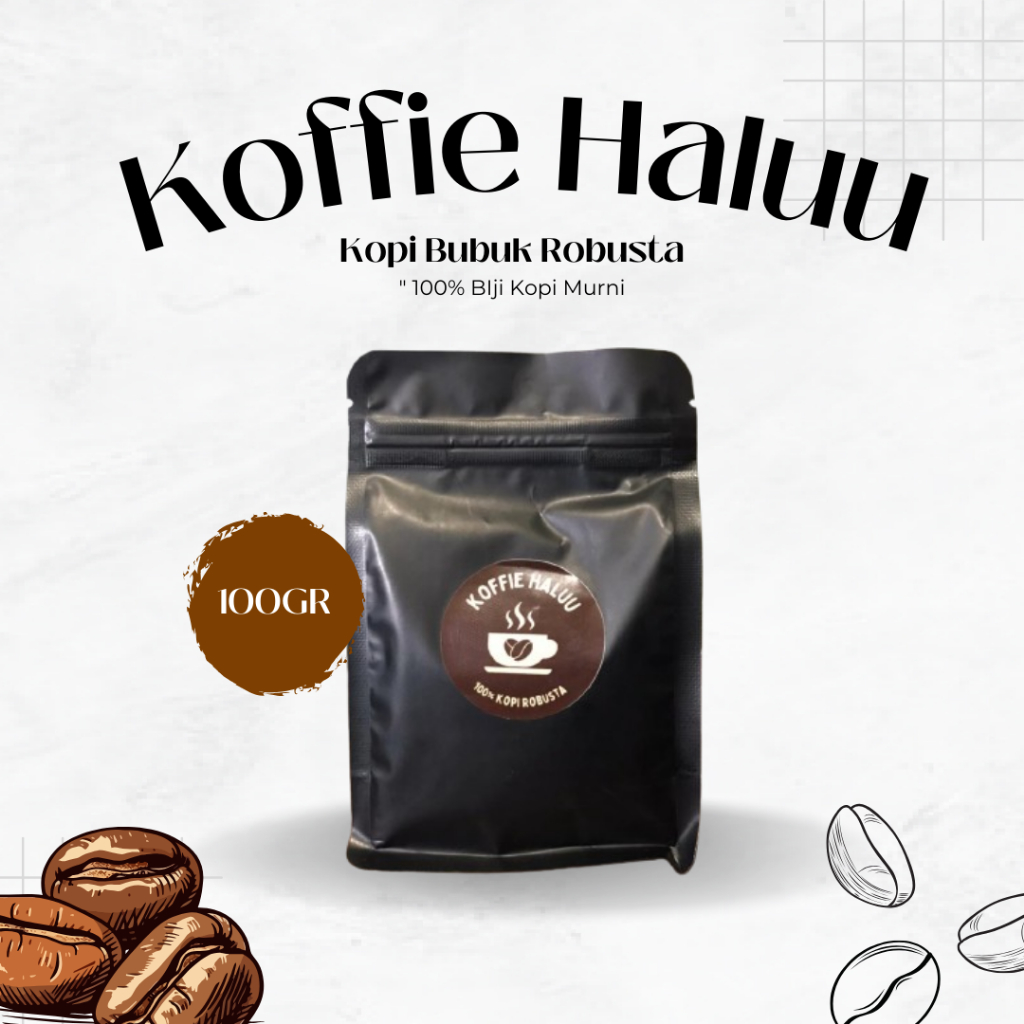 Jual Kopi Bubuk Robusta Haluu Gr Murni Biji Kopi Shopee