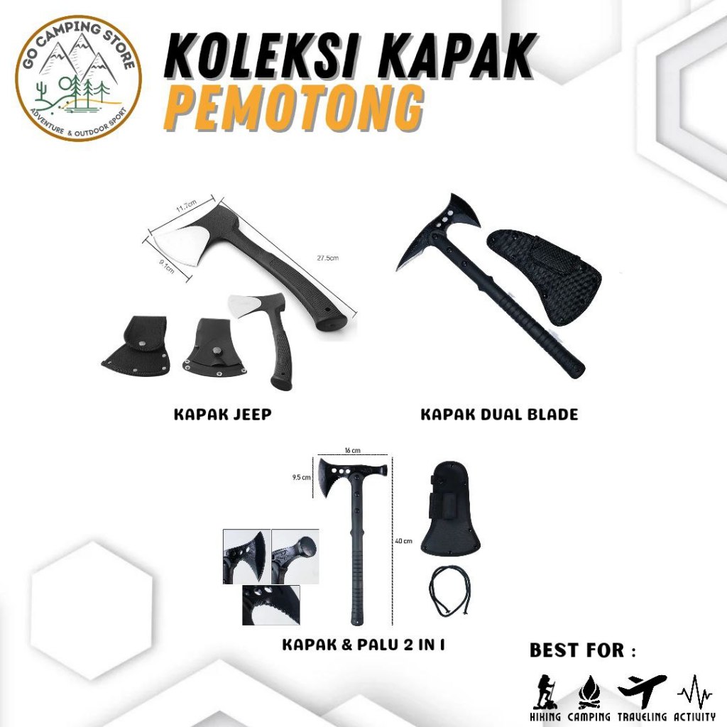 Jual Koleksi Alat Pemotong Kayu Kapak Kampak Outdoor Sog Kapak