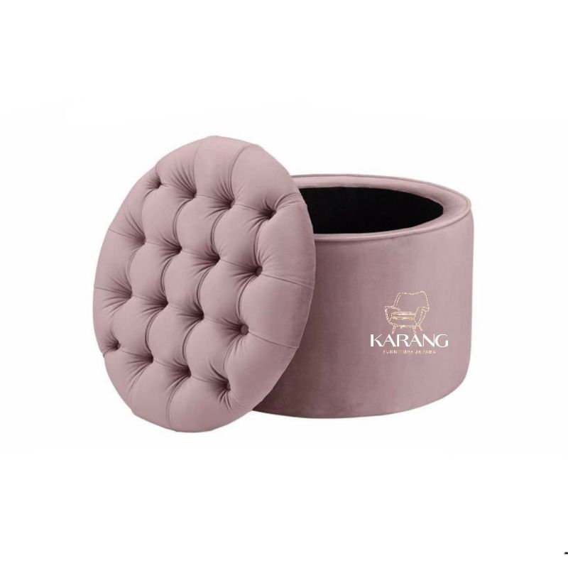 Jual Big Puff Stool Box Storage Bulat Rangka Jati | Karang Furniture ...