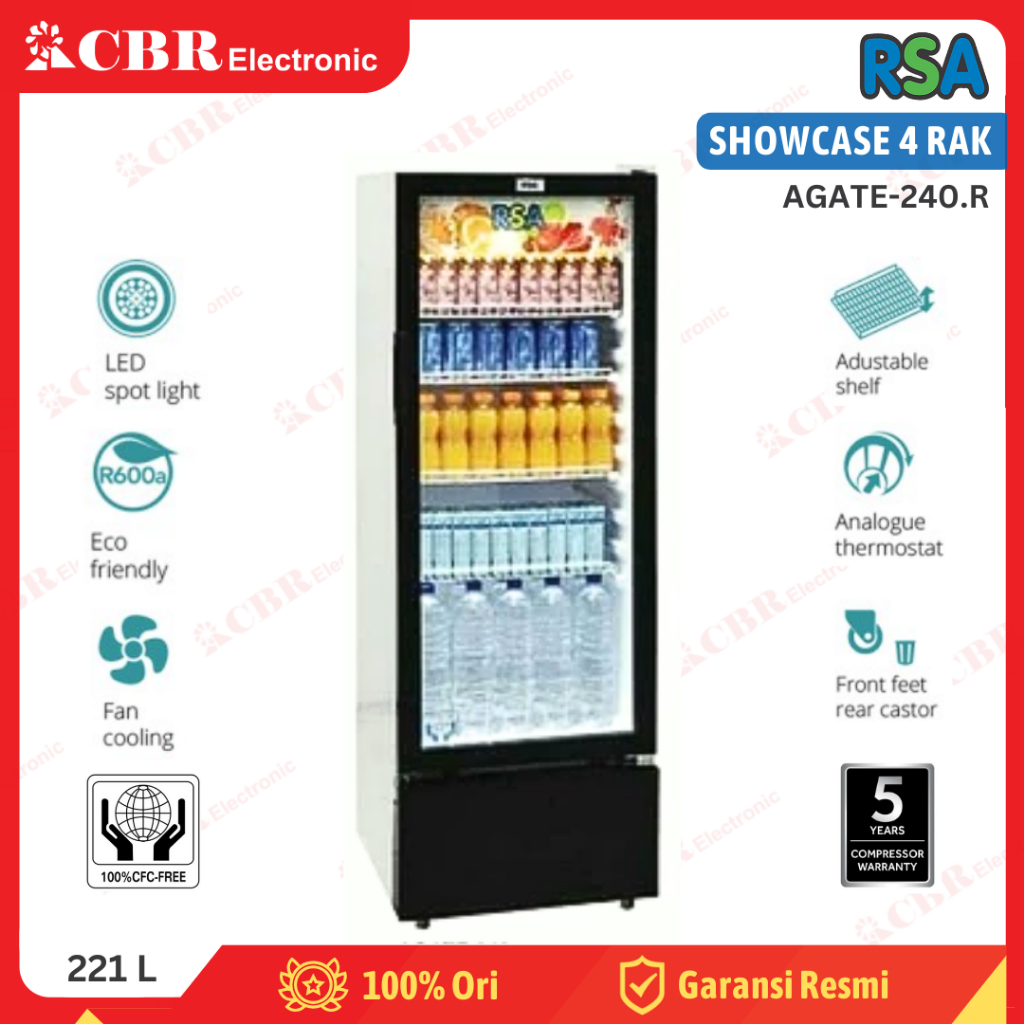 Jual Showcase Display Cooler RSA 4 Rak AGATE-240.R | Shopee Indonesia