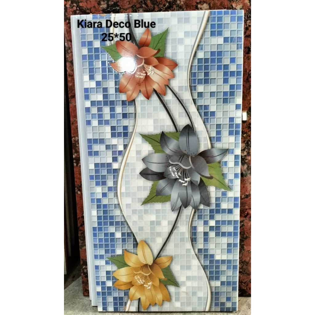 Jual Keramik Dinding Motif Kiara Deco Blue Ukuran 25x50 Kia Shopee