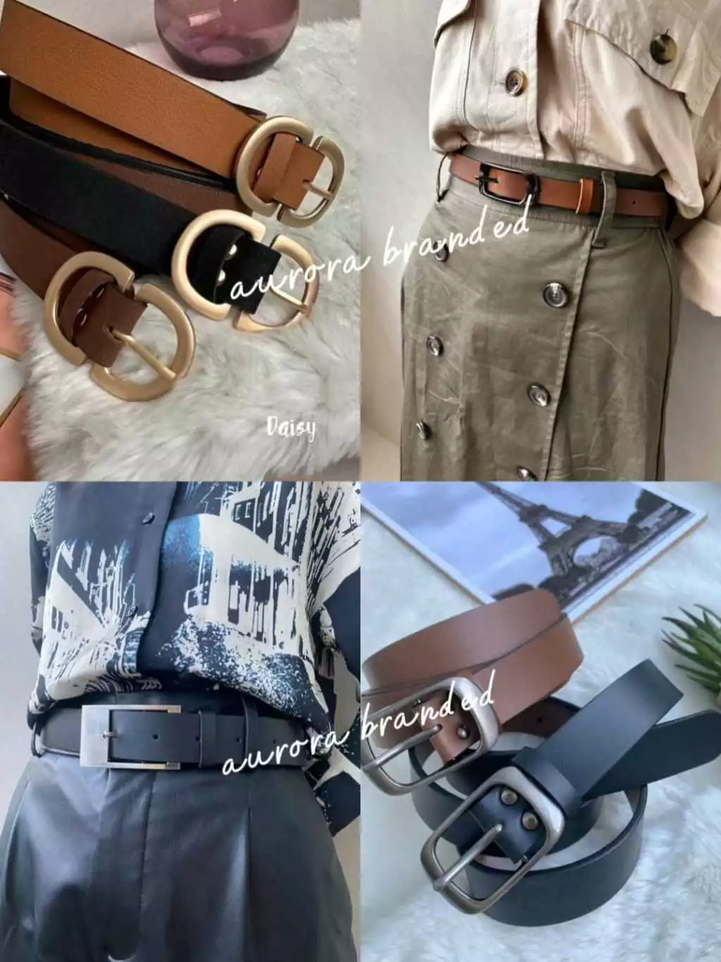 Faux Leather Belt - Ikat Pinggang Sabuk Gesper Fashion Wanita Kekinian Tali Pinggang Korea - 4433