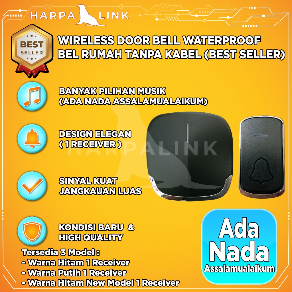 Jual Bel Rumah Tanpa Kabel / Bel Rumah Wireless Waterproof Door Bell ...