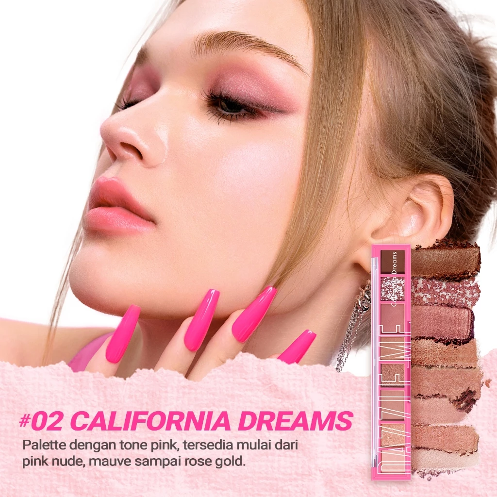 Palet Eyeshadow Dazzle Me untuk Traveling - 8 Warna Makeup Mata Matte Alami BPOM