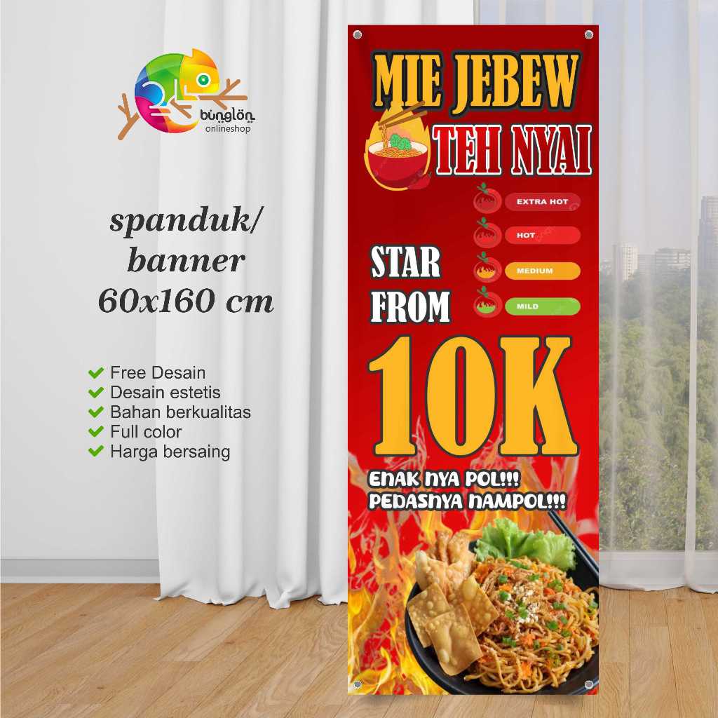 Jual Spanduk 60x160 Banner Mie Jebew Custom Desain Shopee Indonesia