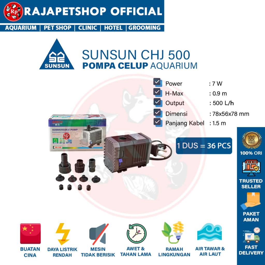 Sunsun CHJ-900 Pompa Sommersa Per Acquario – 800 GPH, Max 780 Galloni, Testa 3m, Subacquea - 2